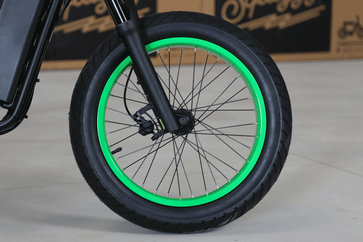 Squiggy Fat Tyre E-Bike Fluro Rim with Kendra Super Smooth Tyre